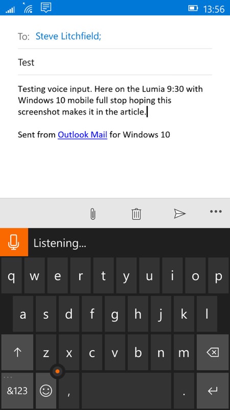 Screenshot, Windows 10 Mobile Insiders Preview feature