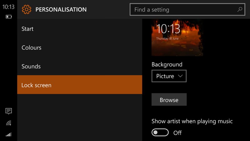 Screenshot, Windows 10 Mobile Insiders Preview feature