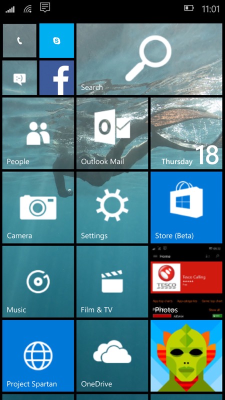 Screenshot, Windows 10 Mobile Insiders Preview feature