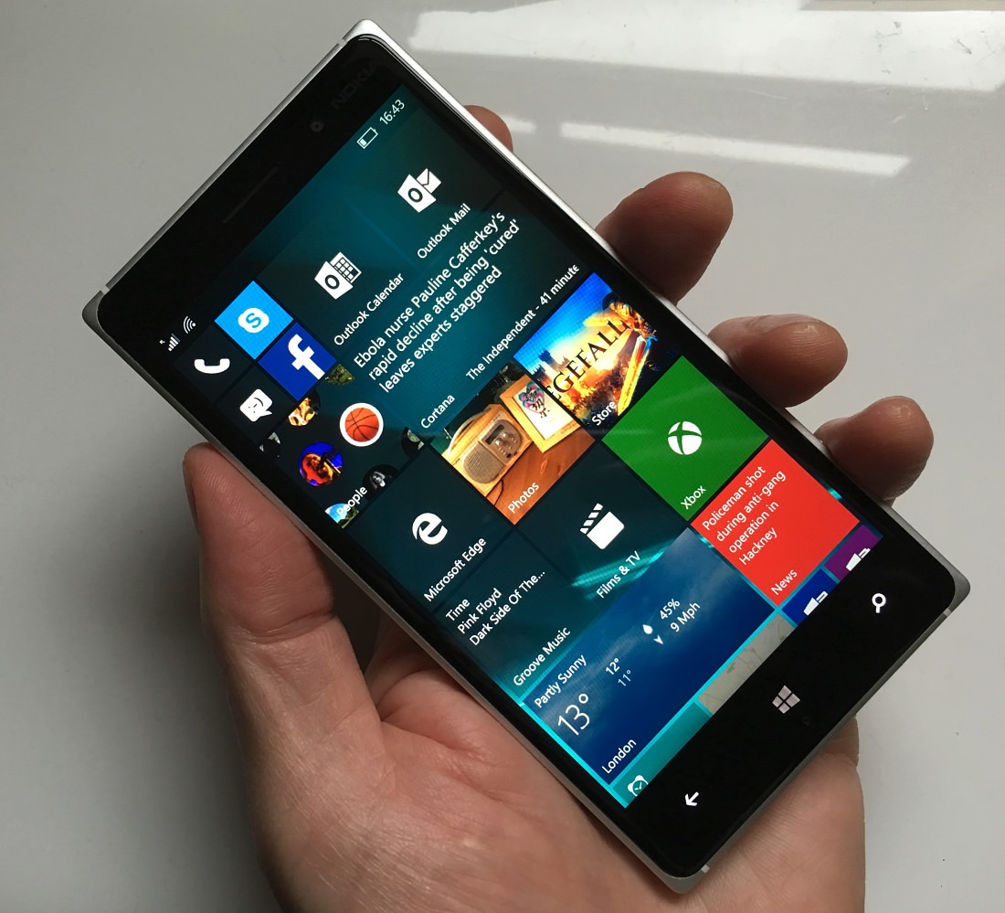 The test Lumia 830 on the new build