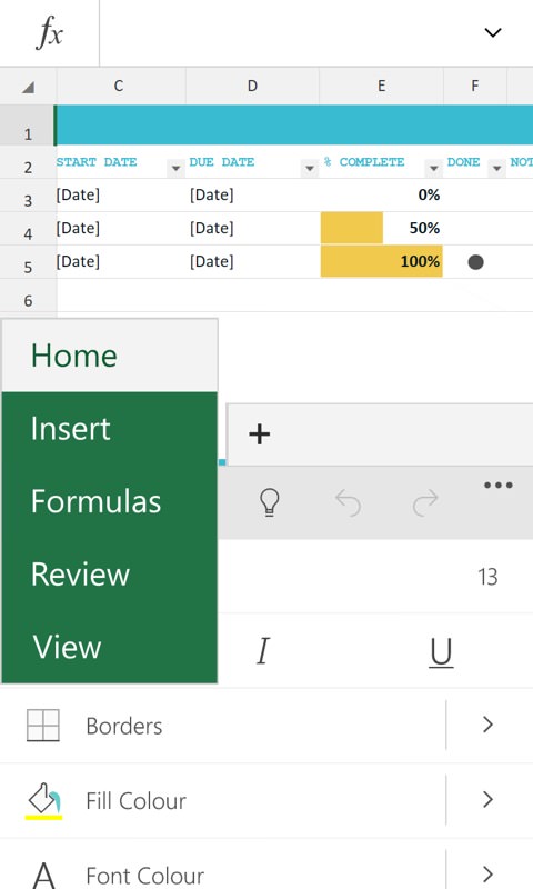 Screenshot, Windows 10 Mobile Excel