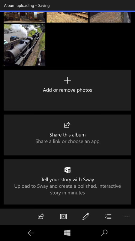 Screenshot, album sharing feature