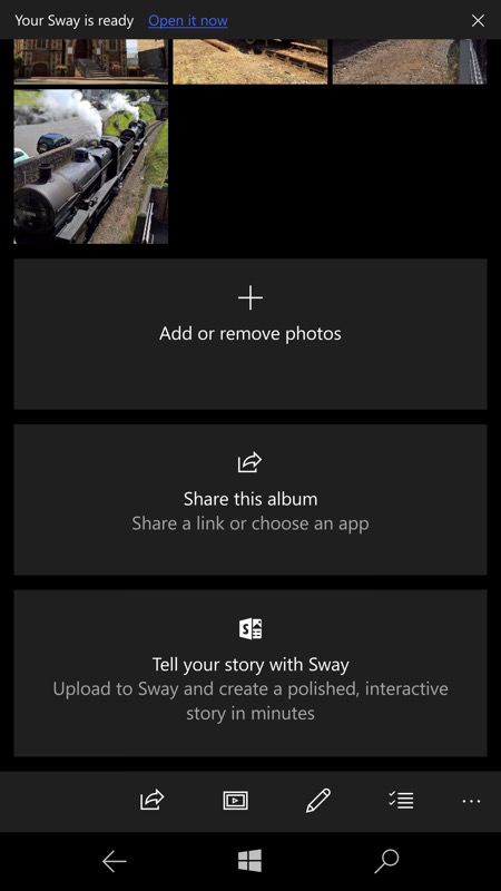 Screenshot, album sharing feature