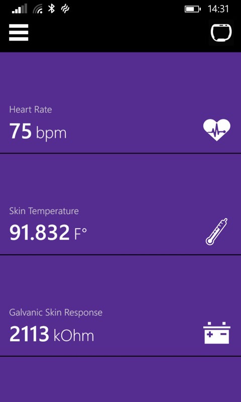 Screenshot, Microsoft Band apps