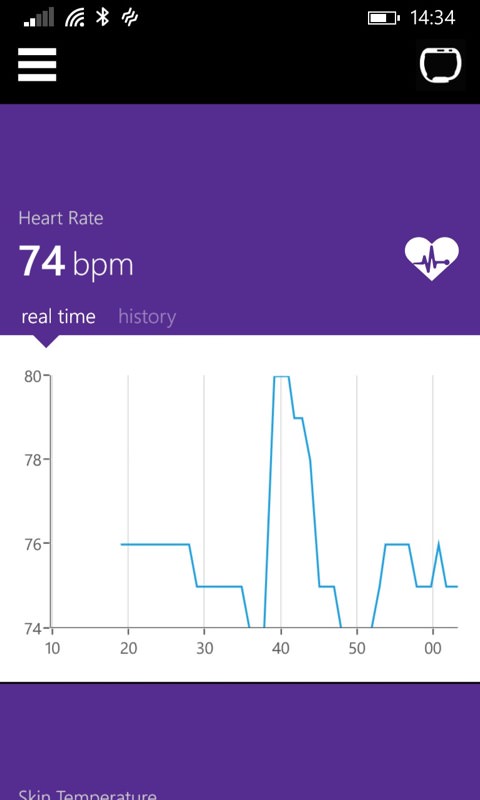 Screenshot, Microsoft Band apps