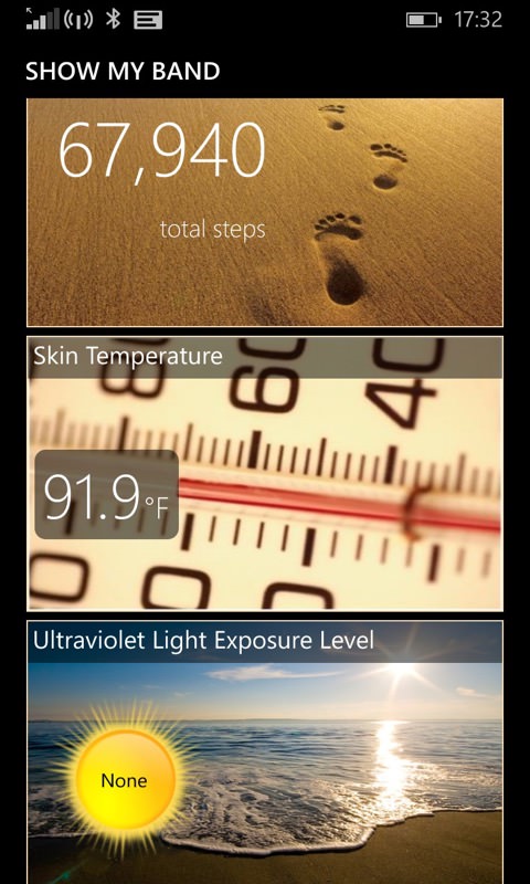 Screenshot, Microsoft Band apps