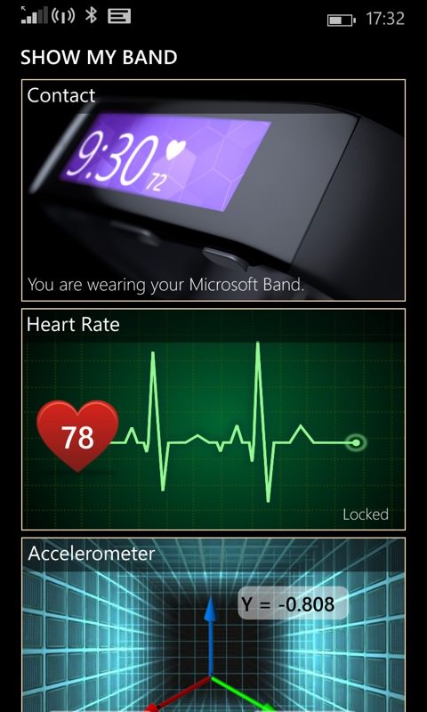 Screenshot, Microsoft Band apps