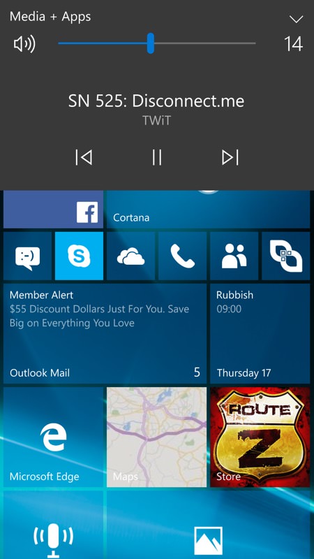 Screenshot, Windows 10 Mobile Build 10536