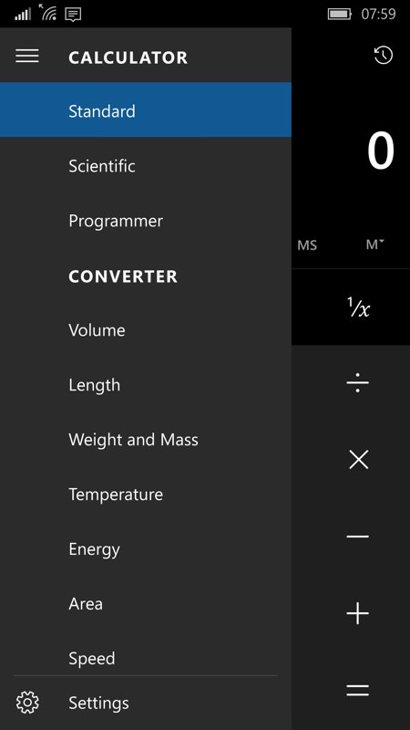 Screenshot, Calculator/converter