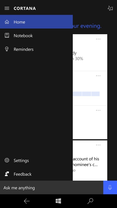 Screenshot, Cortana when driving