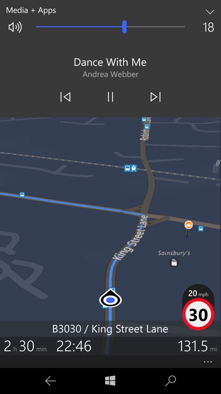 Screenshot, Cortana when driving