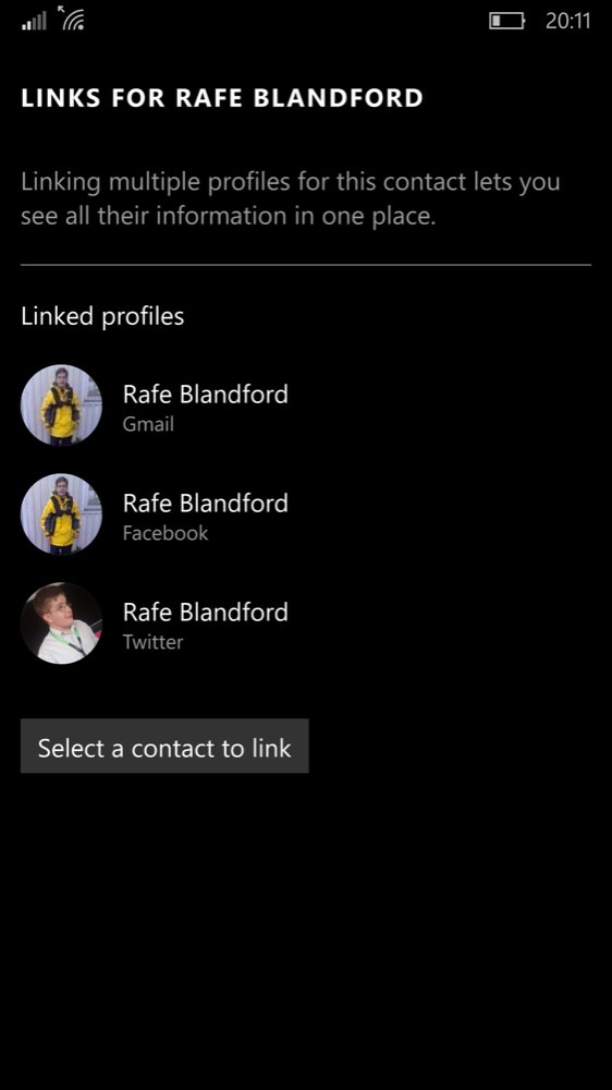 Screenshot, Windows 10 Mobile People
