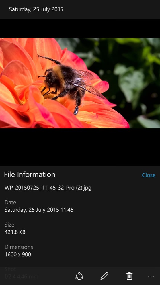 Screenshot, Windows 10 Mobile, end July