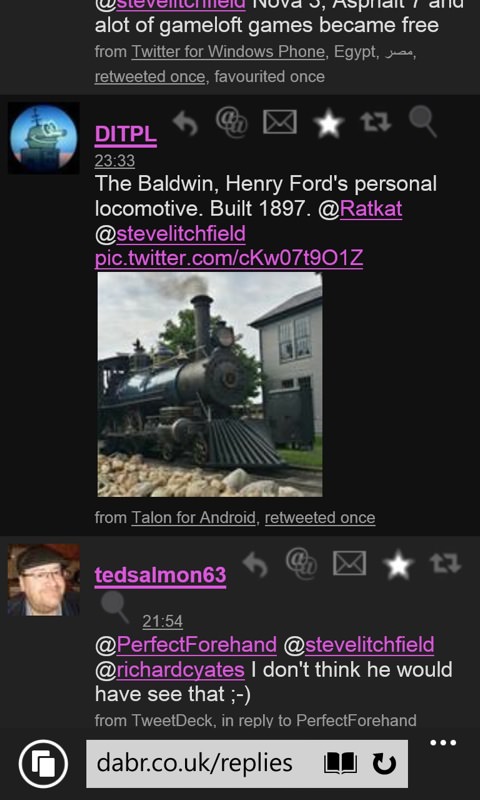 Screenshot, Windows Phone IE Favourites piece