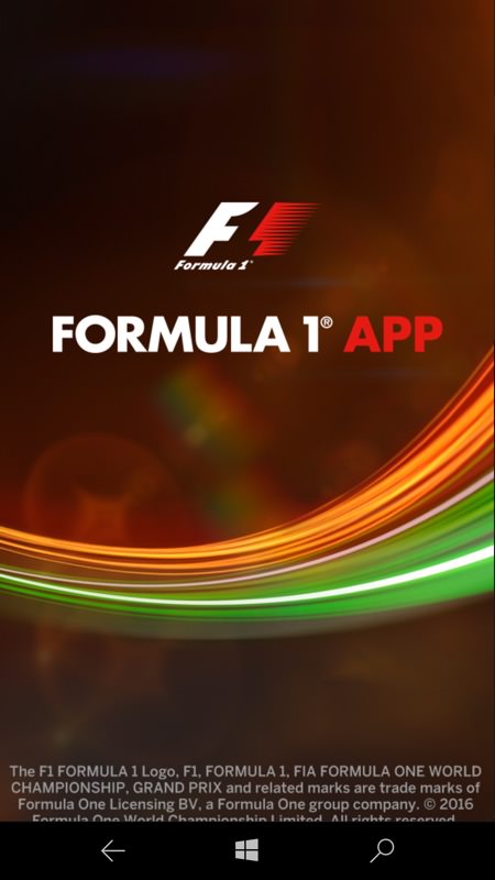 Formula 1 app screenshot