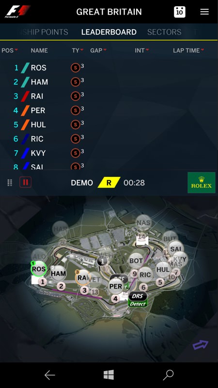 Formula 1 app screenshot