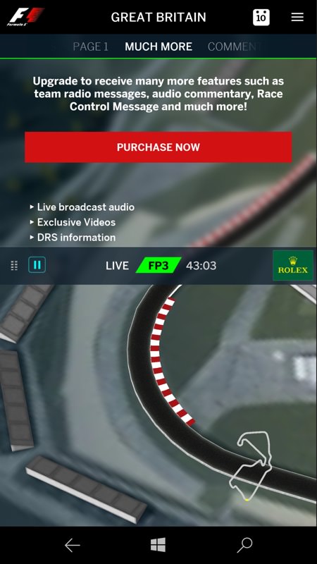 Formula 1 app screenshot