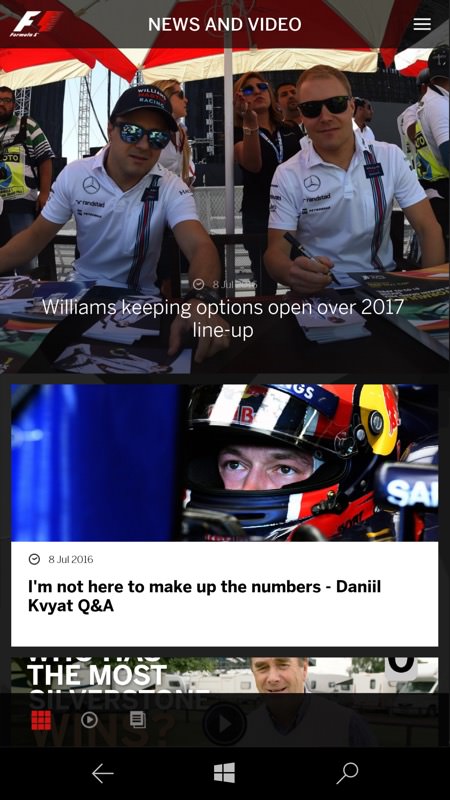 Formula 1 app screenshot