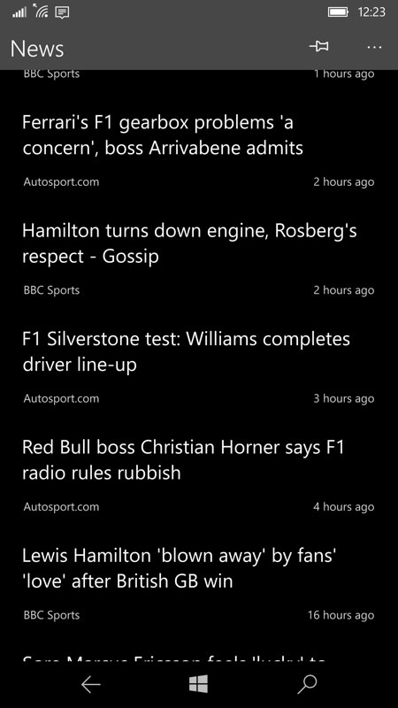 Formula 1 app screenshot