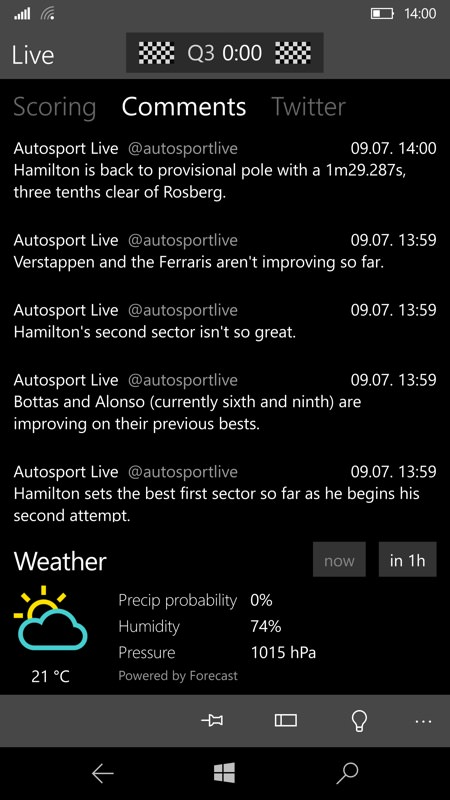 Formula 1 app screenshot