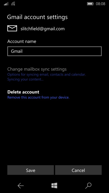 mobile email settings for gmail
