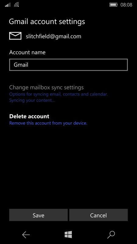 Screenshot, Gmail sync