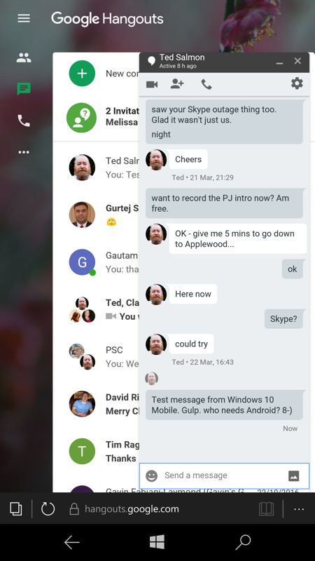 google hangouts desktop app change user