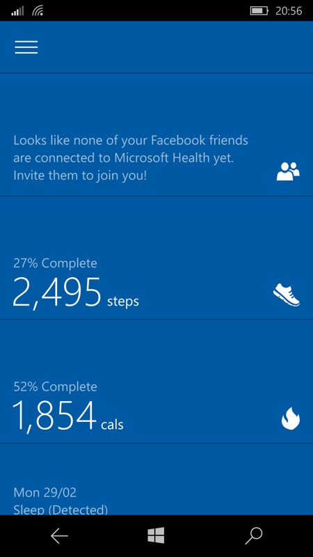 Screenshot, Microsoft Health