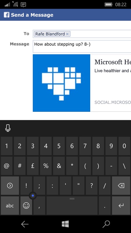 Screenshot, Microsoft Health