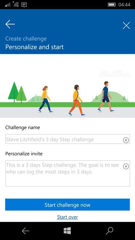 Screenshot, Microsoft Health