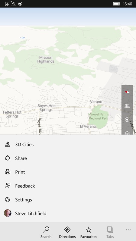 Screenshot, HERE Maps to Windows 10 Maps tutorial