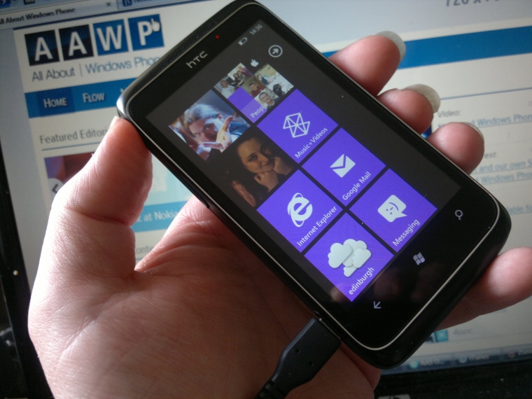 THe HTC Trophy running Windows Phone 7