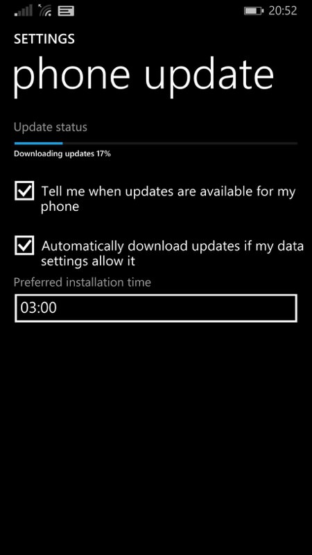 Screenshot, update procedure