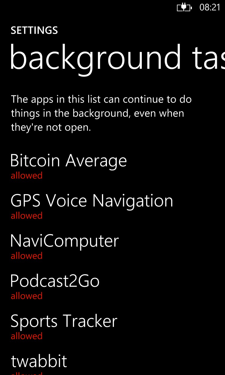 Screenshot, Windows Phone 8.1 background feature