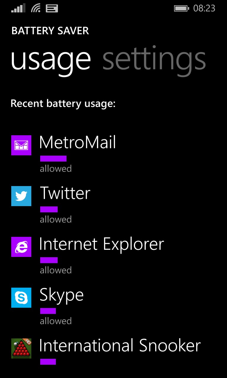 Screenshot, Windows Phone 8.1 background feature