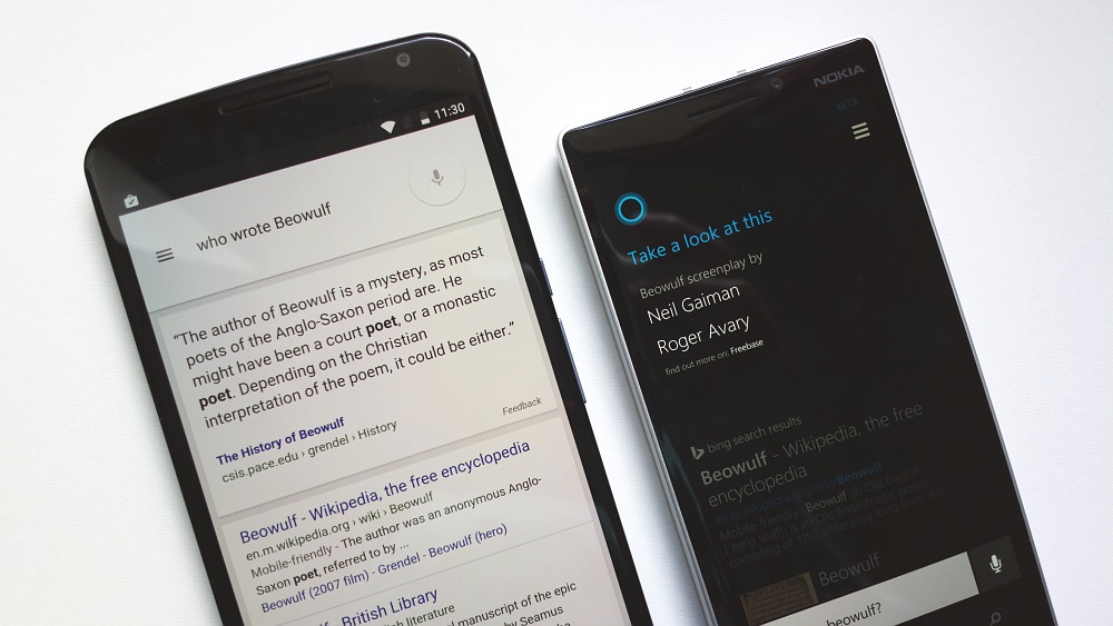 Google Now and Cortana differing on 'Beowulf'