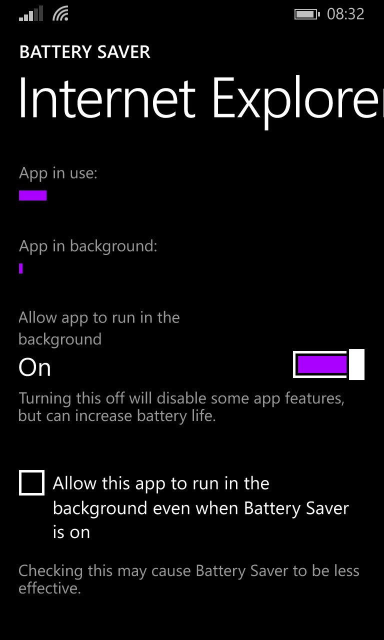 Screenshot, Windows Phone 8.1 background feature