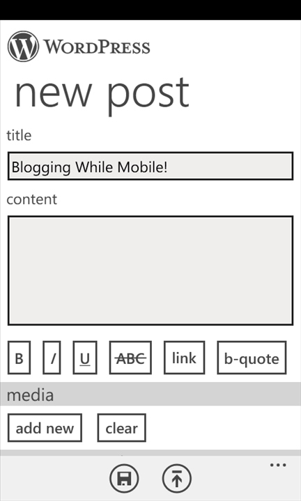 WordPress on Windows Phone