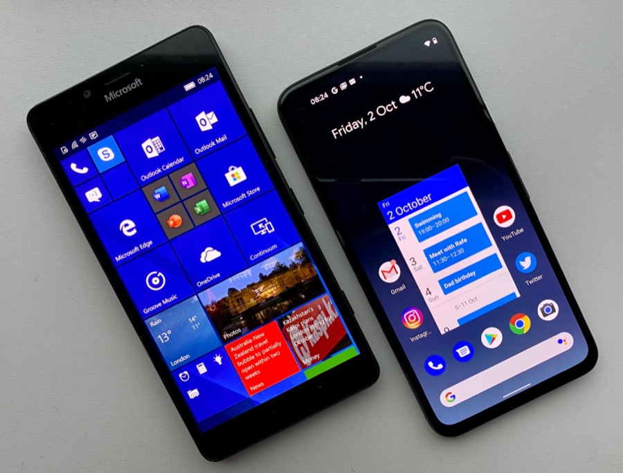 Lumia 950 and Pixel 4a