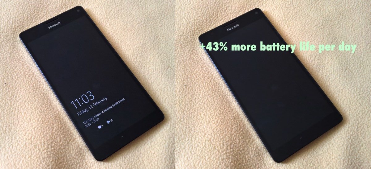 Glance on, Glance off: how to save (up to) 43% battery per day under  Windows 10 Mobile