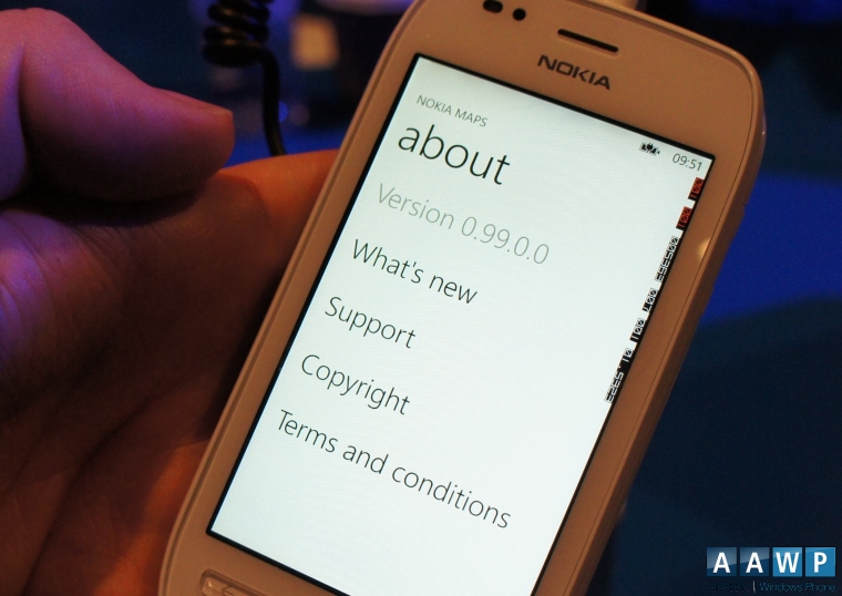 Nokia Maps 0.99 on Windows Phone 