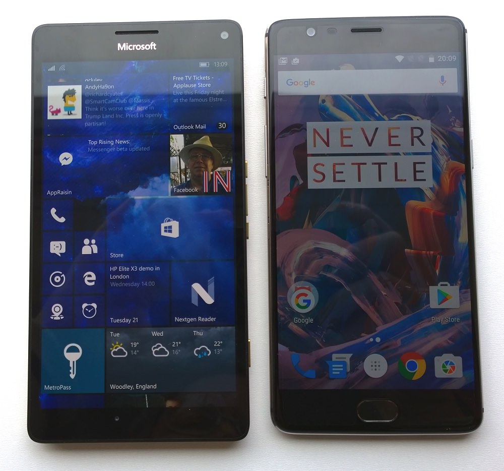 Lumia 950 XL and OnePlus 3
