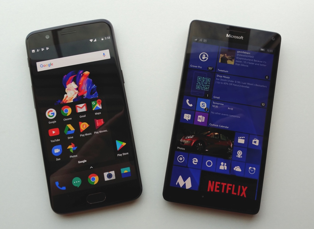 OnePlus 5 and Lumia 950 XL