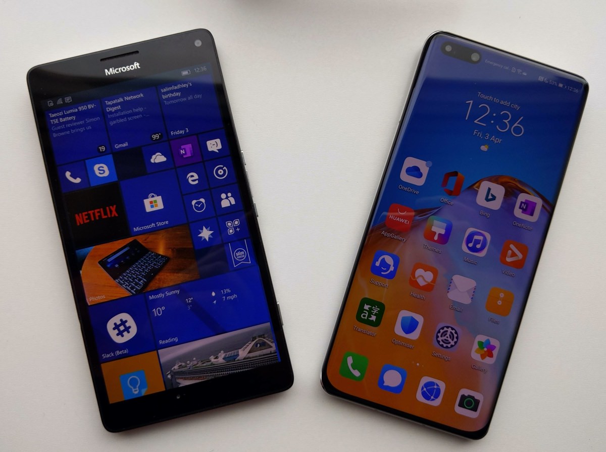 Lumia 950 XL and Huawei P40 Pro