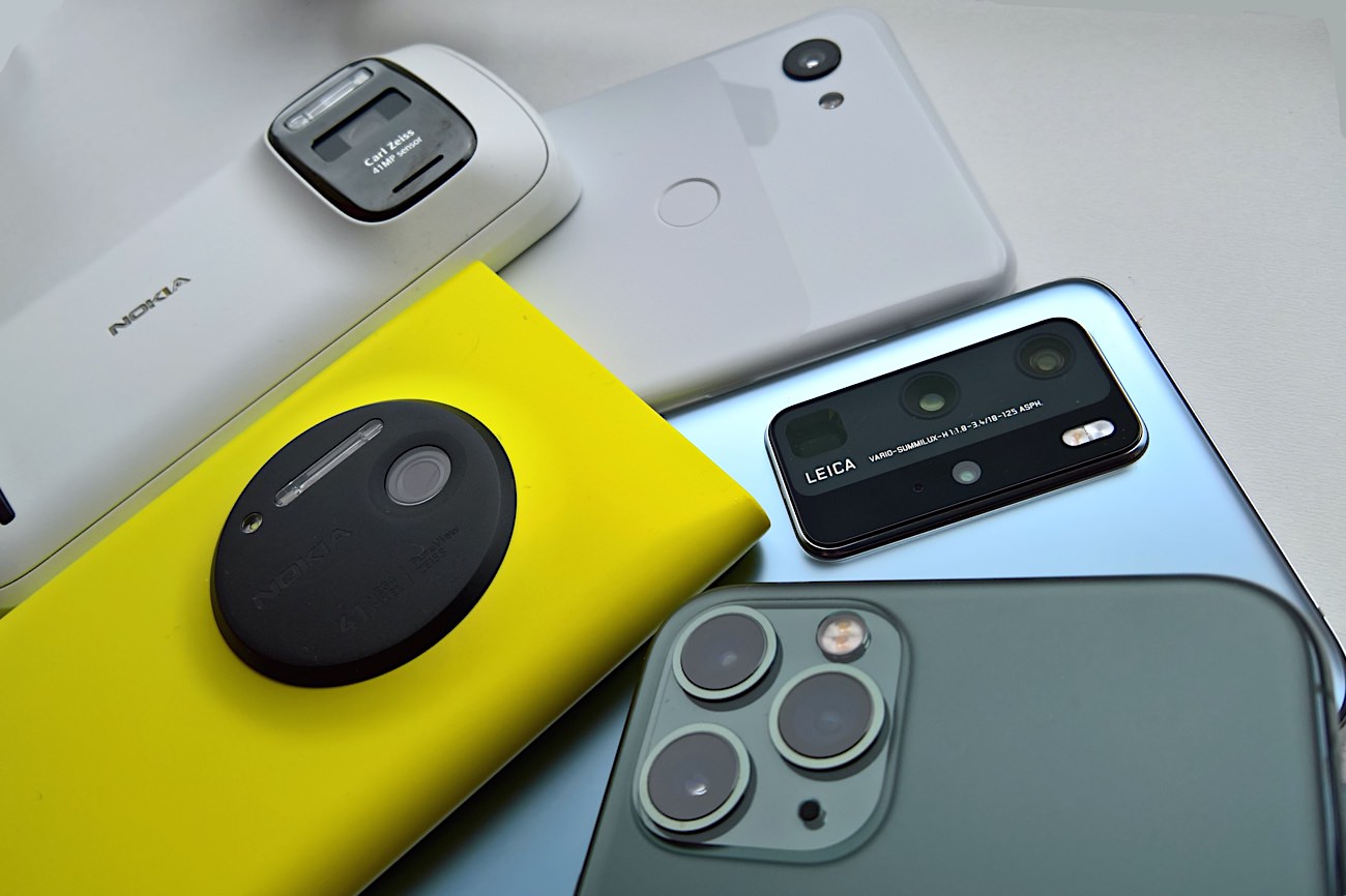 Nokia 808, Lumia 1020, Pixel 3x XL, Huawei P40 Pro, iPhone 11 Pro