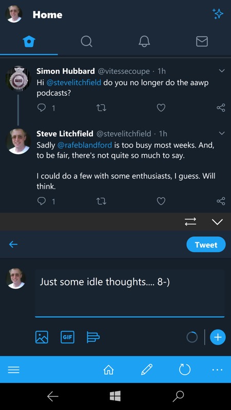 Twitter, as seen from Windows 10 Mobile in 2019!