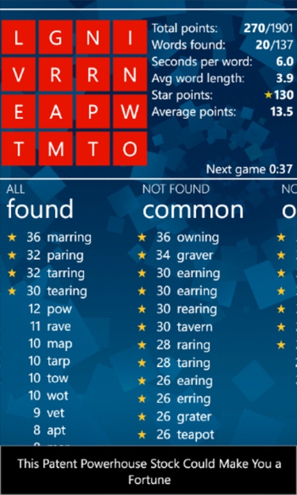 gold rush wordament scoring