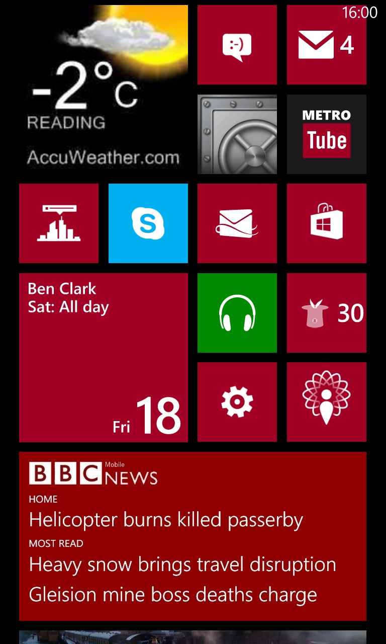 windows phone calendar tile