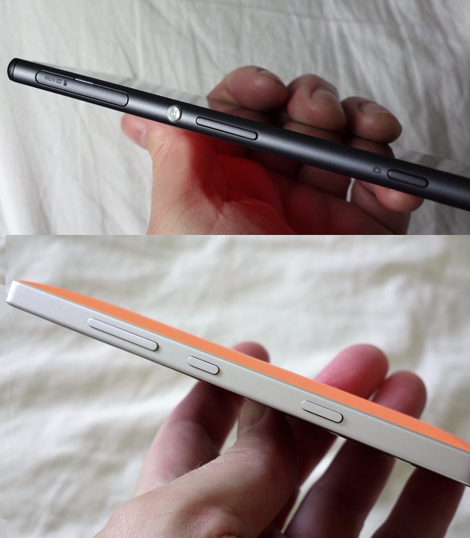 Side on, the Xperia Z3 and Lumia 930