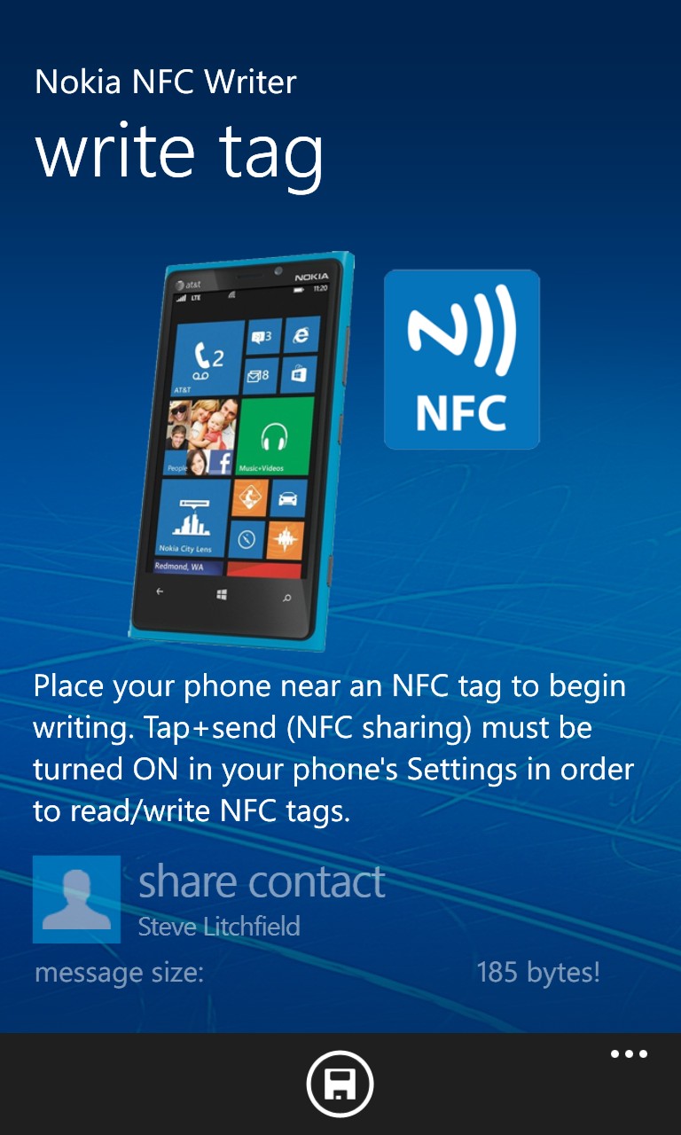 Screenshot, NFC Writer